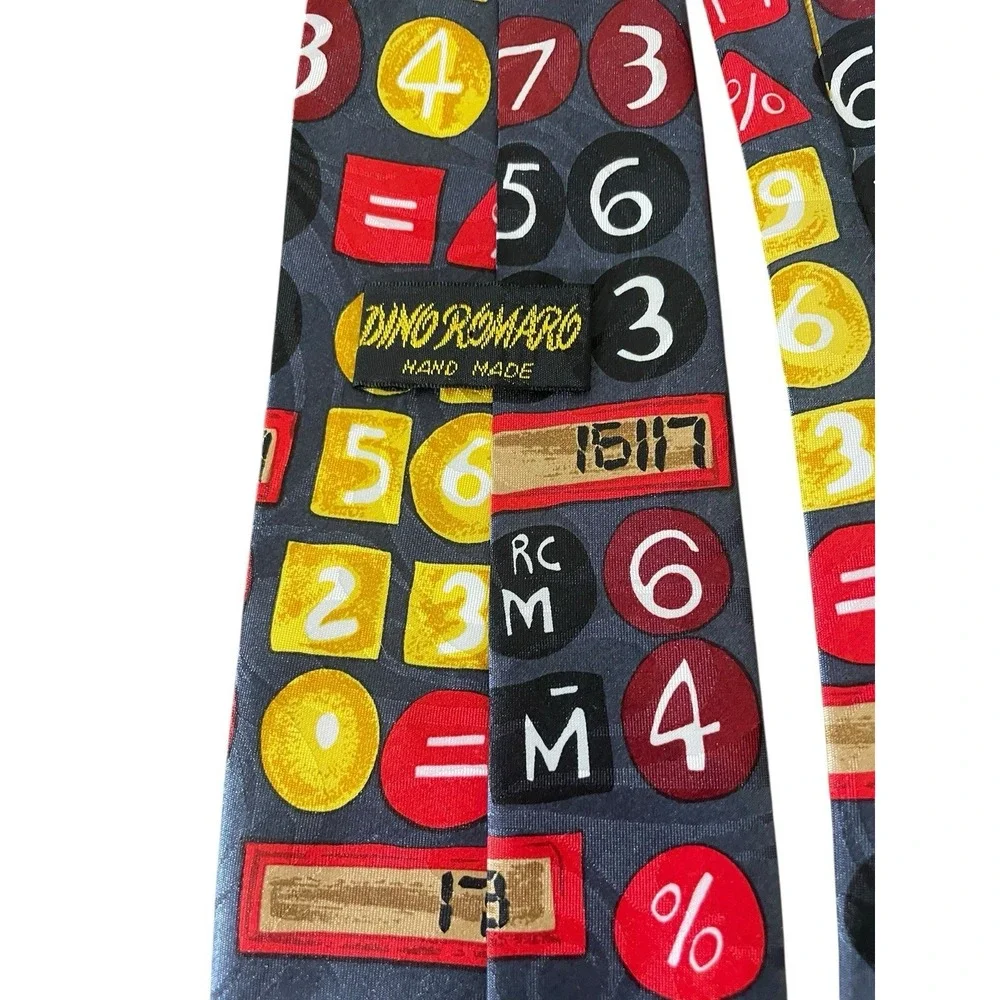 Dino Romaro‎ Handmade Novelty Tie Calculator Print Math Teacher Nerd Science
